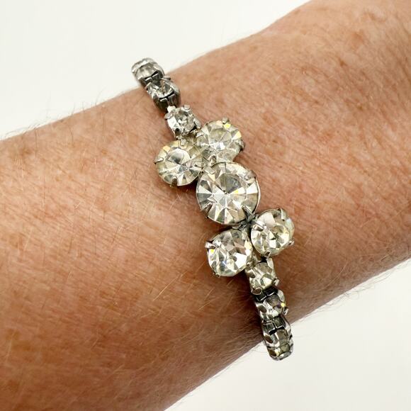 vintage Smart Set Coro single strand clear Rhinestones Bracelet costume jewelry - Picture 2 of 9
